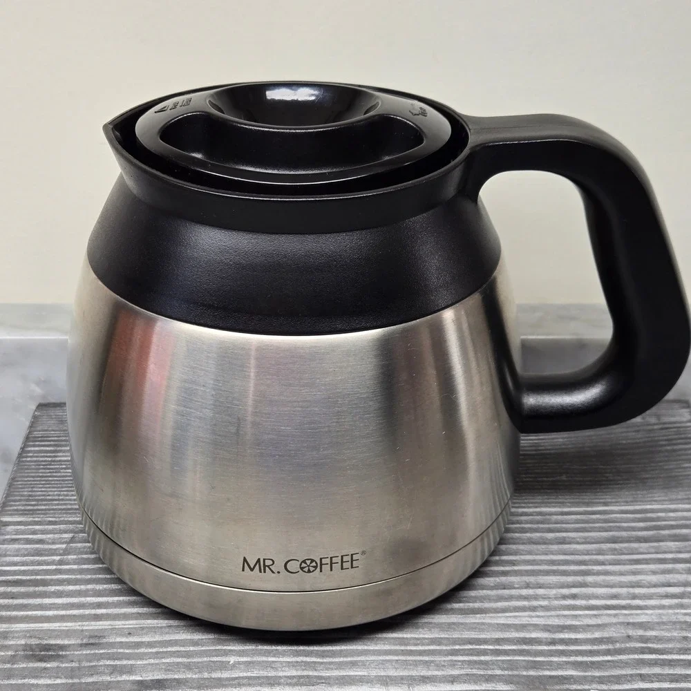 Mr. Coffee Carafe Stainless Steel Thermal 8 Cup Pot Replacement Black Lid Handle